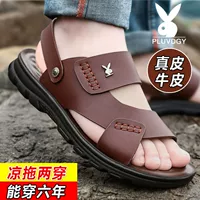 Мужские сандалии, летняя пляжная обувь для отдыха на платформе, слайдеры, тапочки, из натуральной кожи