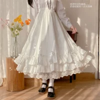 Белая японская длинная осенняя сексуальная длинная юбка
