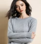 Mùa xuân và mùa thu cổ áo len thấp nữ áo len cashmere đoạn ngắn Phiên bản Hàn Quốc của áo len len cổ tròn hoang dã ao nu