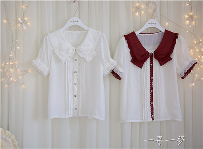 taobao agent Cute shiffon doll, 2018, doll collar, with short sleeve