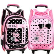 Túi xe đẩy túi trường tiểu học cô gái công chúa kéo hộp có thể kéo túi để thực hiện hộp cầm tay ba lô bánh xe