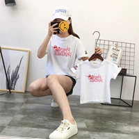 Cha mẹ và con mặc 2018 mùa hè ngắn tay t- shirt mẹ và con gái của phụ nữ gia đình ba gia đình Hàn Quốc phiên bản của gia đình mùa xuân váy thủy triều quần áo cho bé