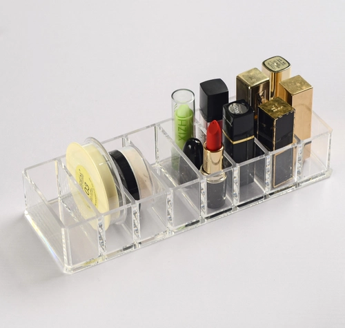 Прозрачная акриловая большая пудра, коробка для хранения, помада, база под макияж, румяна, стенд, 8 ячеек