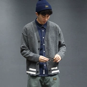 Macheda mùa thu và mùa đông màu áo len cổ chữ v Nhật Bản lỏng lẻo áo len hoang dã retro thương hiệu áo len giản dị quần áo nam