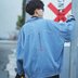 Mùa thu cổng gió đẹp trai denim áo khoác sinh viên Hàn Quốc ulzzang loose vài áo khoác xu hướng trai áo sơ mi Áo khoác