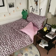 Tide thương hiệu denim vải giường chăn tấm chăn 1.2m Leopard ba mảnh ký túc xá sinh viên độc thân - Khăn trải giường