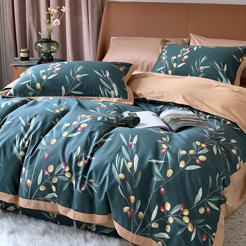 MidsummerAmerican style Countryside 60 branch Xinjiang long-staple cotton Four piece suit Sleep naked Cotton Bed cover sheet Quilt cover pure cotton bedding article