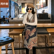 Phụ nữ mang thai đan áo 2018 phiên bản Hàn Quốc mới của mẹ bầu lỏng áo bà bầu mùa thu áo vest hai dây