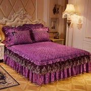 Châu Âu dày nhung ấm váy đơn mảnh sen lá ren chăn bông trải giường 1,8 m chống trượt nệm - Váy Petti