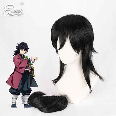 taobao agent Fenny's Blade of the Blade of Fen Rihogang Righteous Black Flip Flipfish+Single Ponytail COS Anime Wig