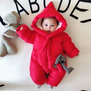 Quần áo trẻ em cộng với quần áo đi chơi nhung cho bé gái 0-12 tháng dày quần áo mùa đông nam xuống đệm bông để giữ ấm