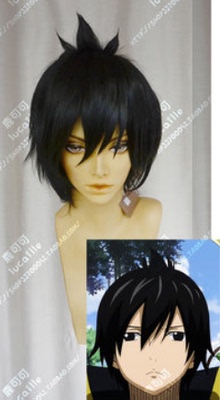 taobao agent Fairy's tail Jeffer's head grabs black fluffy explosion short hair cosplay wigs