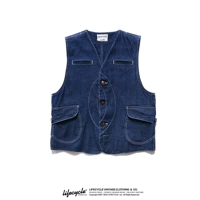LifeCycl Ami 咔叽 vintage giặt denim vest vest thủy triều thương hiệu công cụ đa túi vest vest - Dệt kim Vest áo len trung niên