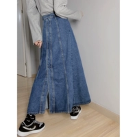 Дизайнерская ретро джинсовая юбка с молнией, на молнии, высокая талия