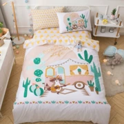 1.2m1.5m giường bông phim hoạt hình gấu trúc sóc giường ba hoặc bốn bộ bông trẻ em quilt cover tờ 笠