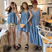 Bạn gái ăn mặc ba chị em ăn mặc sinh viên Hàn Quốc phiên bản của denim lỏng đầm ulzzang sản phẩm mới