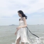 Dora Chaoren Hall Hồng Kông hương vị retro chic đơn ngực thẳng váy khí dây đeo váy váy mùa hè váy trễ vai