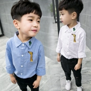 Áo sơ mi bé trai mùa thu 2018 mới Hàn Quốc cho bé 1-2-3 tuổi 5 áo sơ mi cotton thời trang ve áo trẻ em