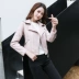 Áo khoác da nữ 2019 xuân mới áo khoác da ngắn nữ mùa xuân và mùa thu Hàn Quốc Phụ nữ giặt áo khoác da PU - Quần áo da áo khoác da thật Quần áo da