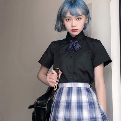 taobao agent Japanese black student pleated skirt, with short sleeve
