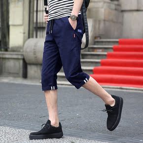 夏季韩版七分裤男士休闲短裤沙滩裤五分裤