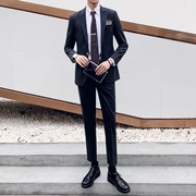 Bộ đồ sọc thời trang Hàn Quốc phù hợp với người đàn ông tự tu phù hợp Phiên bản Hàn Quốc của bộ đồ nhỏ hai bộ áo thủy triều Anh - Suit phù hợp