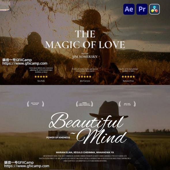 AE+PR+达芬奇模板预设 50组电影视频片头文字标题片名字幕动画-天天素材网