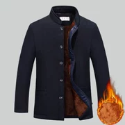 Áo khoác nam trung niên áo khoác lông lạc đà mùa đông cộng với áo nhung độn áo bố bố áo khoác cotton ấm áp bán buôn
