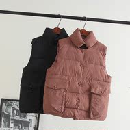 1481 mùa thu và mùa đông phụ nữ Hàn Quốc phiên bản của đơn giản hoang dã giản dị đơn ngực đôi túi không tay vest c khu vực áo hoodie nữ form rộng