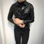 2017 mùa thu và mùa đông người đàn ông mới ve áo Slim-fit da xe gắn máy áo khoác thanh niên Hàn Quốc phiên bản của chiếc áo khoác nhỏ thủy triều áo khoác len nam