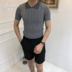 Jie Mo nam mùa hè nửa tay áo stereo jacquard đan ve áo T-Shirt nam thanh niên xu hướng giản dị polo áo sơ mi Hàng dệt kim