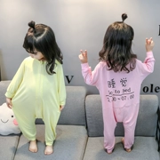 Đồ ngủ trẻ em một mảnh 0 tay áo dài 1-3 tuổi mùa xuân và mùa thu nữ bé romper bé gái bông phục vụ nhà siêu lỏng - Áo liền quần