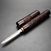 Puer Tea Knife Ebony Chạm khắc Trà Bánh Trà Châm cứu Trà đen Công cụ gạch Damascus Trà thép hình nón Bộ phụ kiện