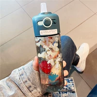 Портативный стакан со стаканом, детская милая пластиковая чайная чашка, простой и элегантный дизайн, в корейском стиле