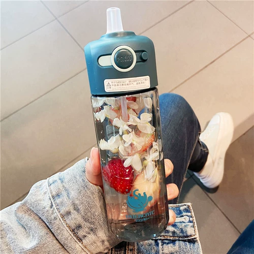 Портативный стакан со стаканом, детская милая пластиковая чайная чашка, простой и элегантный дизайн, в корейском стиле