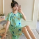 Bộ đồ ngủ nữ mùa hè mỏng phần cotton với váy độn ngực dễ thương lady bơ xanh váy ngủ nữ sinh viên dịch vụ tại nhà - Đêm đầm