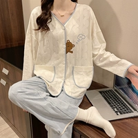 Пижама, хлопковый осенний кардиган для отдыха, комплект, популярно в интернете, большой размер, длинный рукав, коллекция 2022