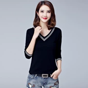 Thời trang cotton 2018 mới thu đông Han Fan là áo thun mỏng tay dài cho nữ 丅 áo đất chạm đáy áo sơ mi mùa thu