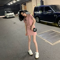 Летнее длинное платье-футболка для школьников и студентов, платье, 2021 года, подходит для подростков, средней длины, длина макси, воротник поло