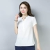 Áo thun cotton và vải lanh tay ngắn cho nữ 2019 hè mới che bụng đã mỏng mỏng size lớn trắng lanh top - Áo phông áo phông dài tay Áo phông