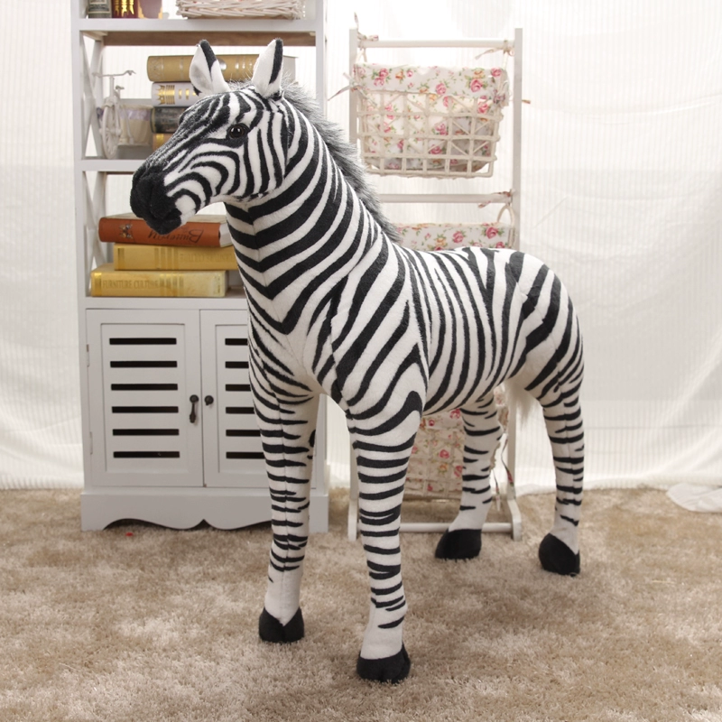 Mô phỏng lớn ngựa vằn sang trọng mô phỏng động vật mô hình nhiếp ảnh đạo cụ trang trí nhà trẻ em gái quà tặng - Đồ chơi mềm