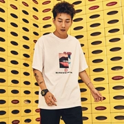 MRXXX Hàn Quốc phiên bản của các dán in ấn cá tính T-Shirt nam ngắn tay ulzzang những người yêu thích quần áo mùa hè sinh viên Fenggang nửa tay áo