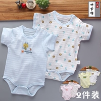 Летнее детское тонкое дышащее хлопковое боди, короткий рукав, 0-2 лет