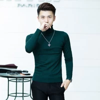 Của nam giới mùa đông mỏng cao cổ áo len thời trang Hàn Quốc thủy triều của nam giới áo len bó sát màu rắn áo len ấm đáy áo áo len nam cổ lọ