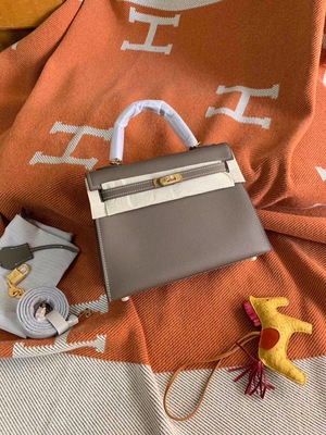 Elephant Grey [Handmade 25Cm] Gold And Silver Clasp Remarks2021 Star of the same style H home Kelly bag epsom skin Palmar pattern One shoulder Messenger portable leisure time genuine leather Female bag