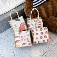 Модный портативный шоппер, барсетка, милая льняная сумка, ланч-бокс, сумка для еды