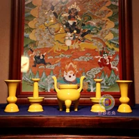 Керамика Ming Huangqing Glaze Mini -файт Храм, изучение домашнего изучения, фарфоровые цветы печи и подсвечники