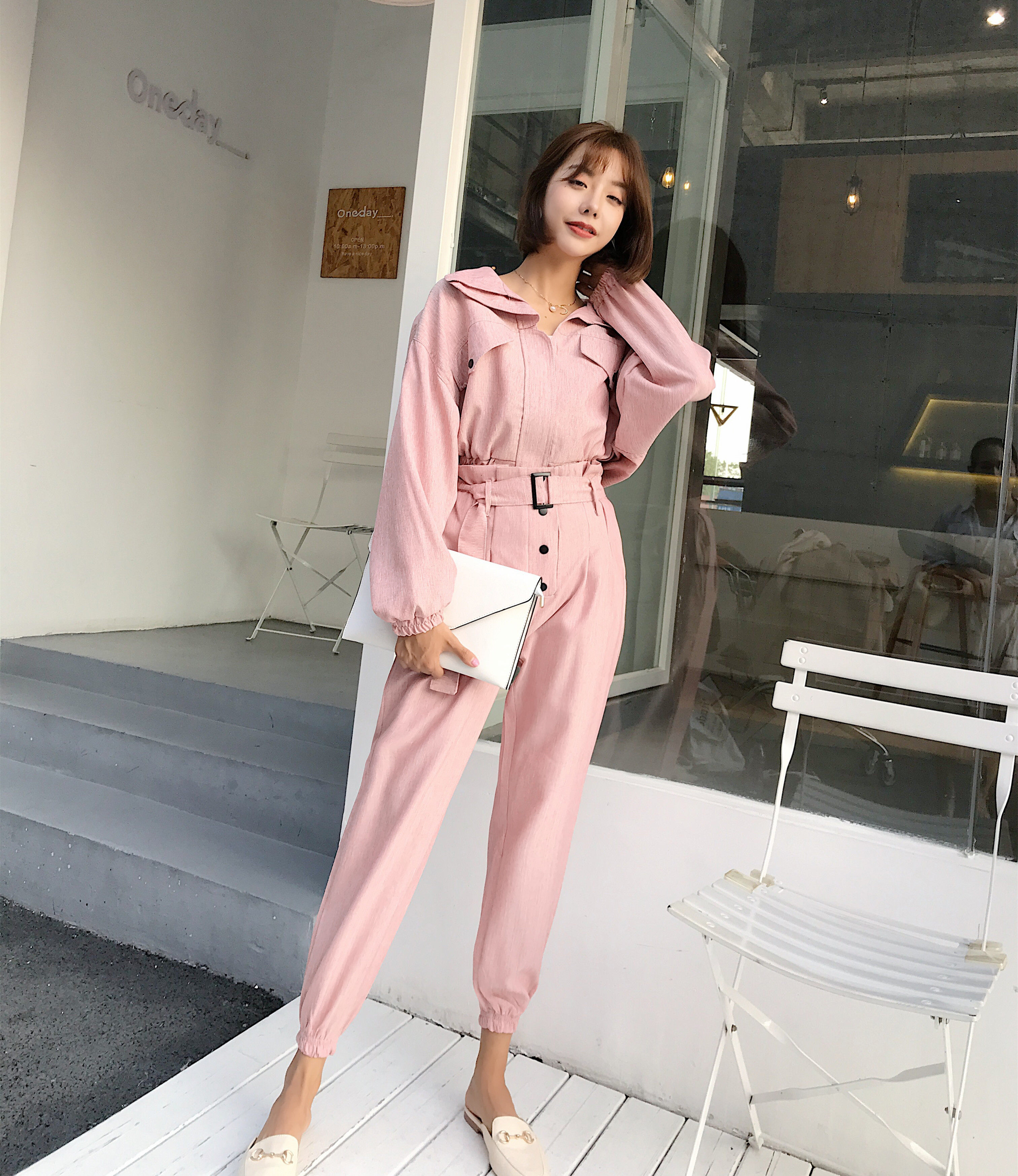 实拍初秋装女新品款套装韩版修身休闲港味chic时尚网红俏皮两件套