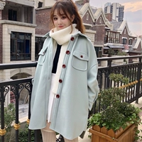 Áo khoác nữ nhỏ mùa thu và mùa đông phiên bản mới của Hàn Quốc cho học sinh len lỏng nhỏ nhắn dài retro hoang dã áo khoác kaki nữ