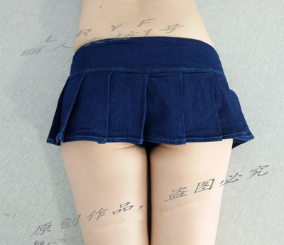 超短牛仔裙女夏迷你齐比诱惑紧身显瘦走光免脱开裆露臀新款演出服-淘宝网